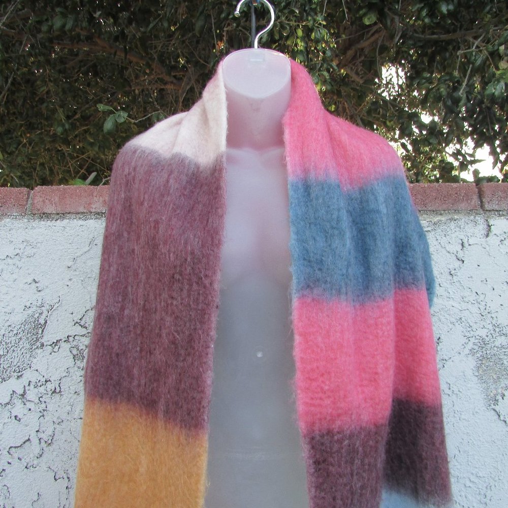 Gap Multi Color Block Fuzzy Winter Scarf 84"X17" - image 3